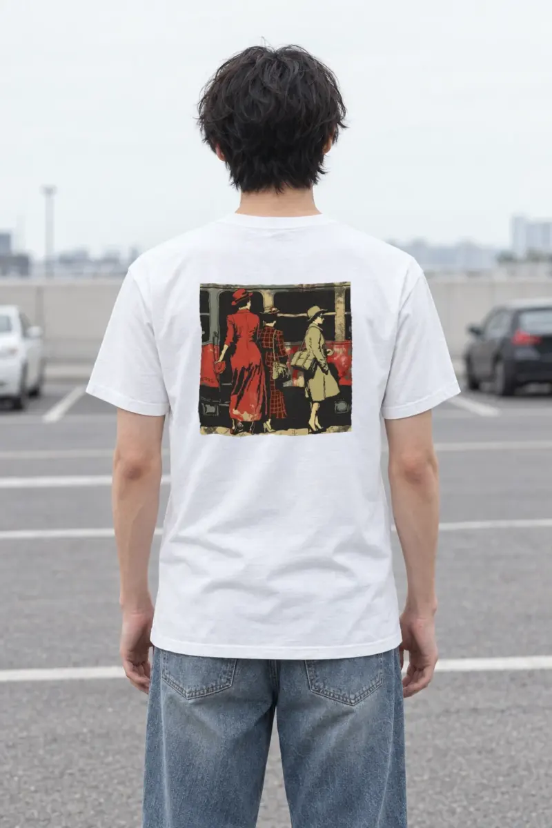 "Vintage Train Trio" Heavyweight Unisex Crewneck T-shirt