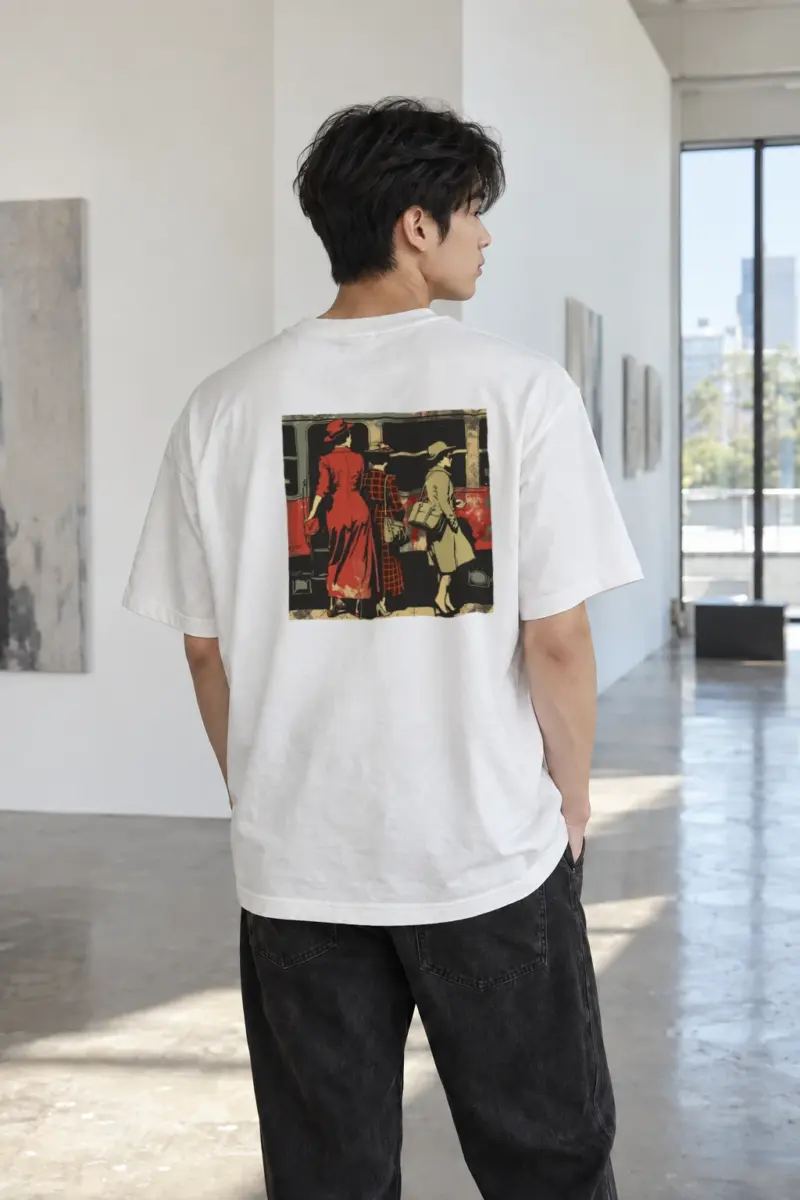"Vintage Train Trio" Heavyweight Unisex Crewneck T-shirt | Gildan 5000
