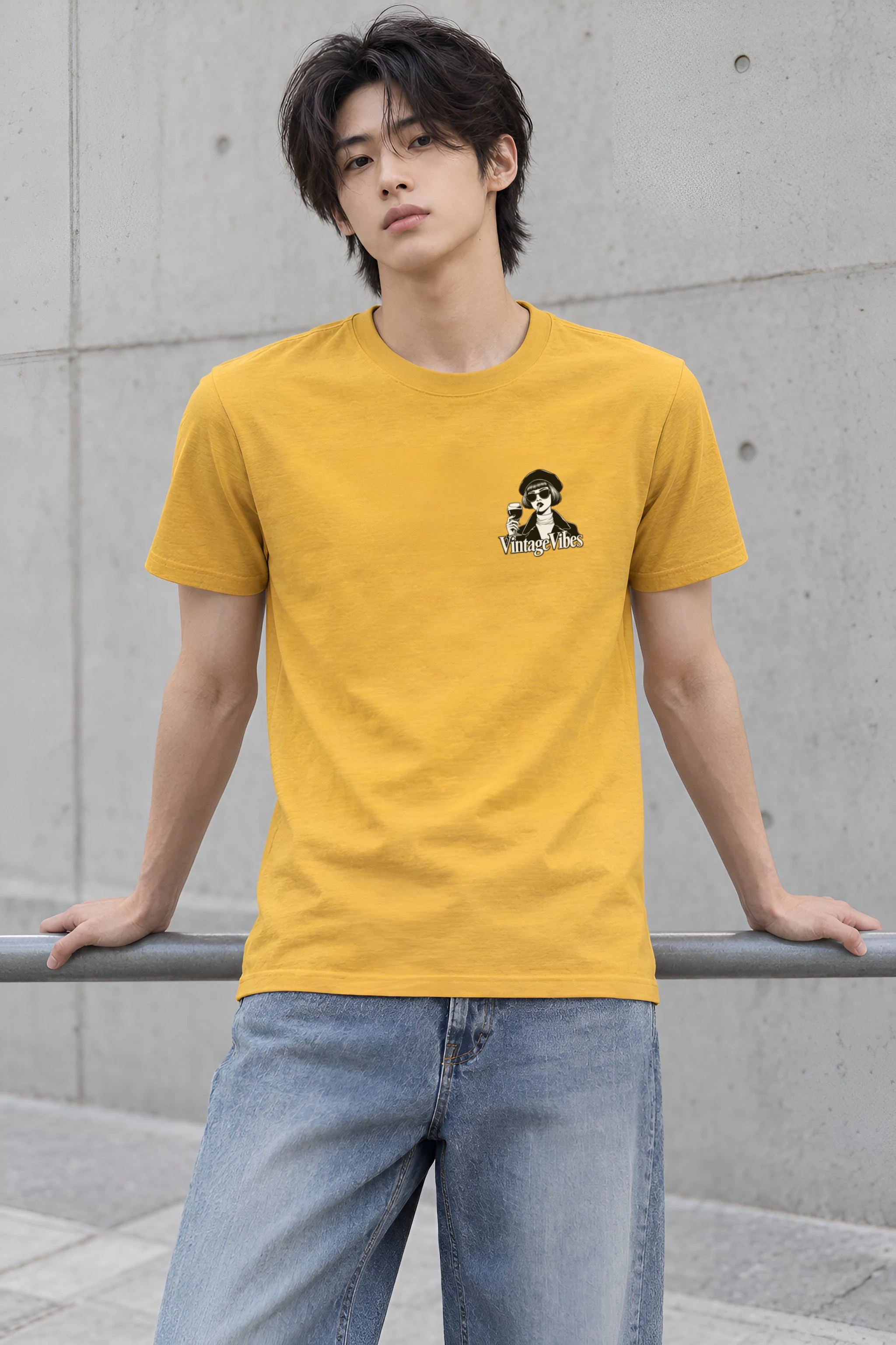 "Vintage Vibes" Heavyweight Unisex Crewneck T-shirt