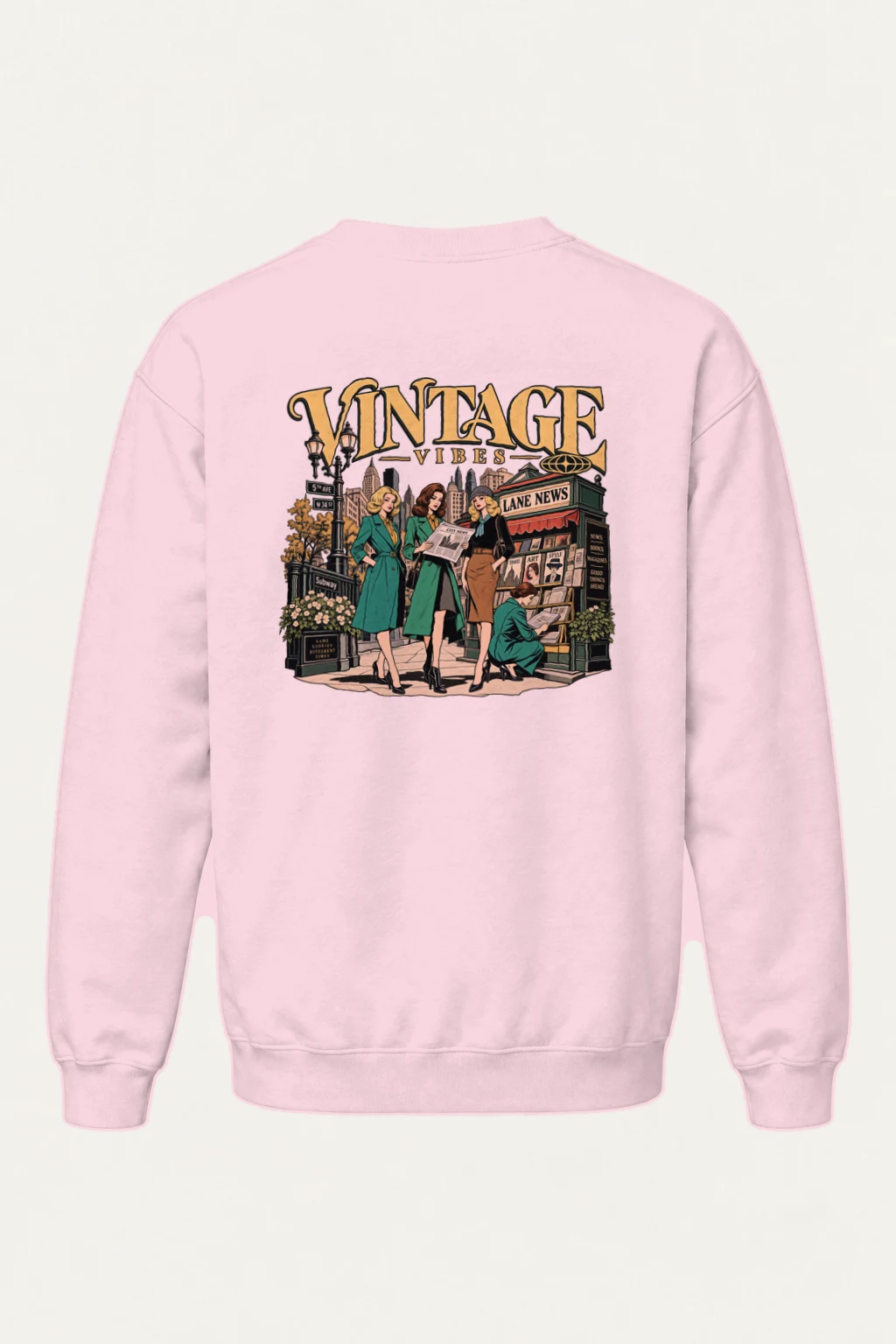 "Vintage Vibes Newsstand" Heavy Blend Unisex Crewneck Sweatshirt | Gildan 18000
