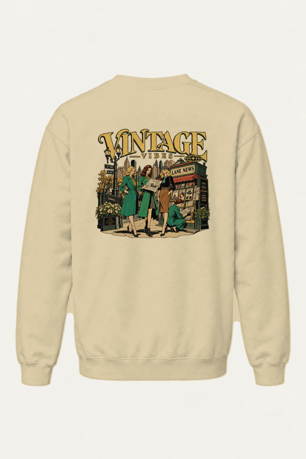 "Vintage Vibes Newsstand" Heavy Blend Unisex Crewneck Sweatshirt | Gildan 18000