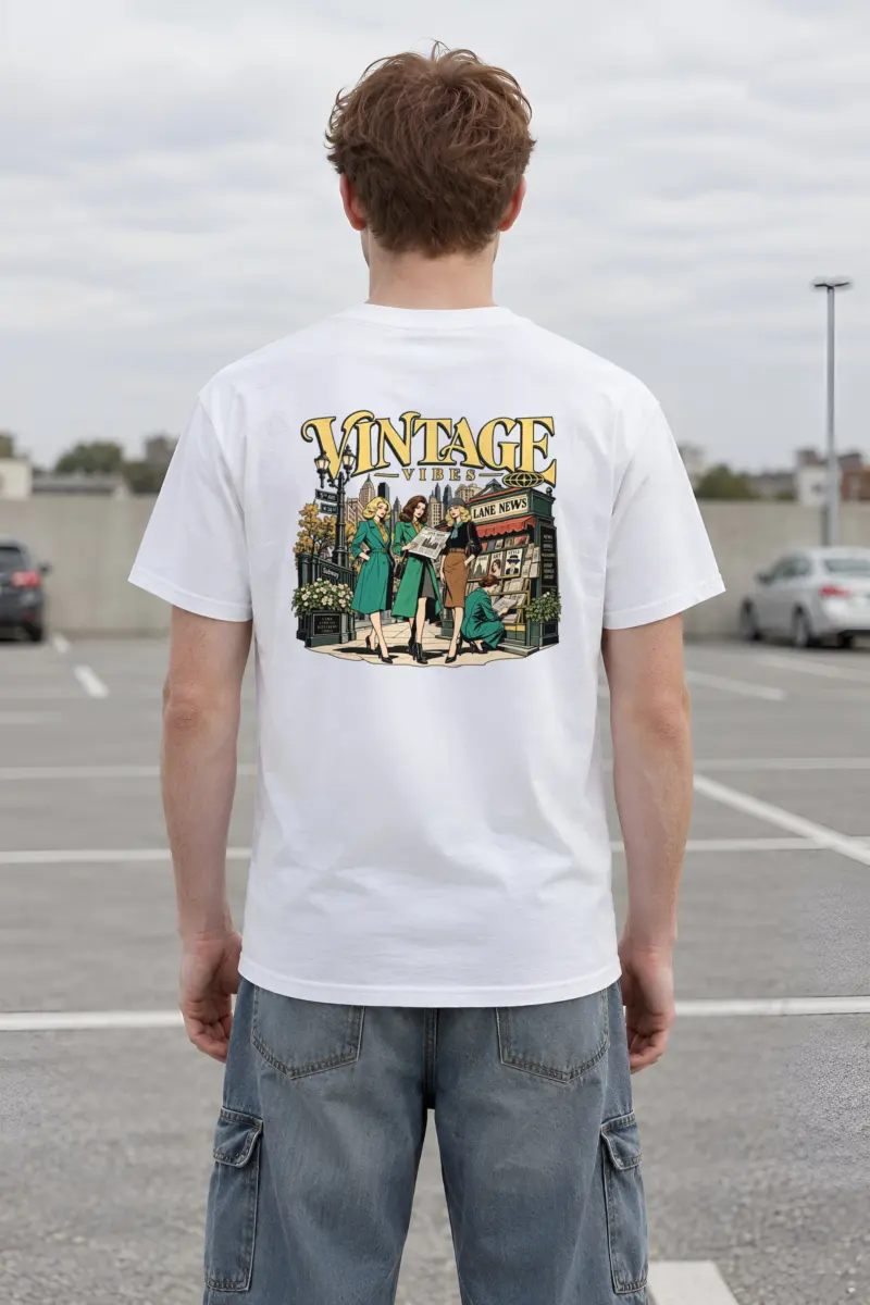 "Vintage Vibes Newsstand" Heavyweight Unisex Crewneck T-shirt
