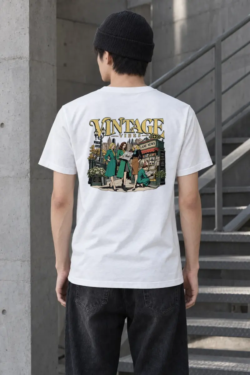 "Vintage Vibes Newsstand" Heavyweight Unisex Crewneck T-shirt