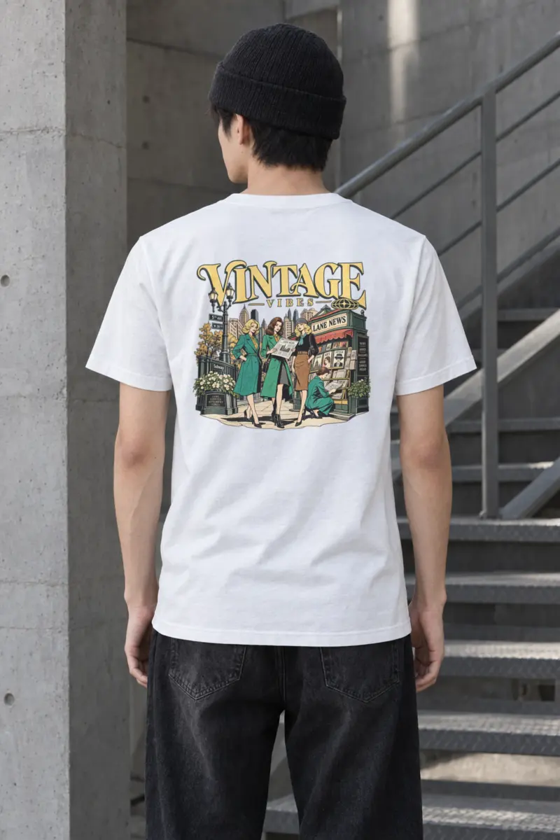 "Vintage Vibes Newsstand" Heavyweight Unisex Crewneck T-shirt