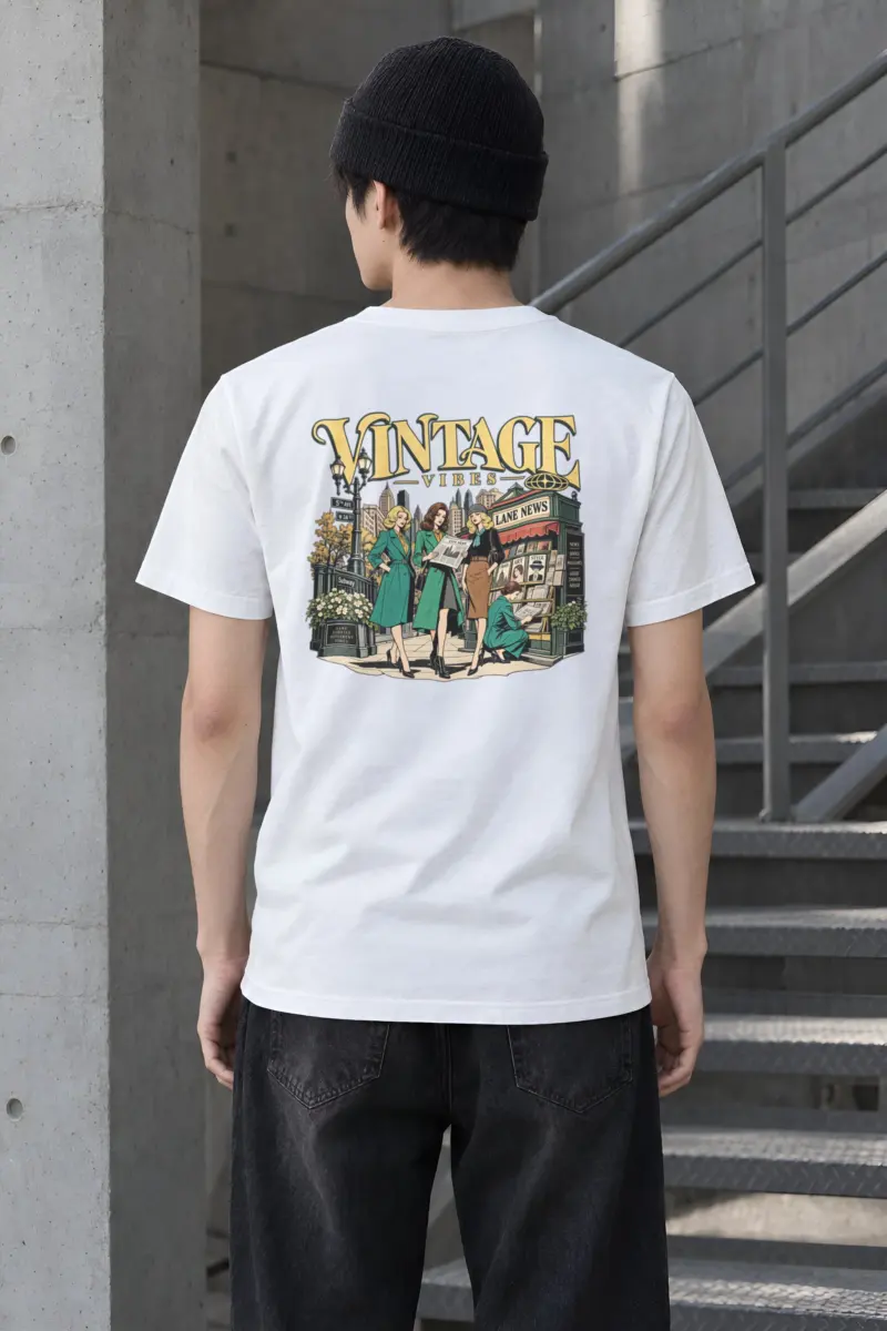 "Vintage Vibes Newsstand" Heavyweight Unisex Crewneck T-shirt