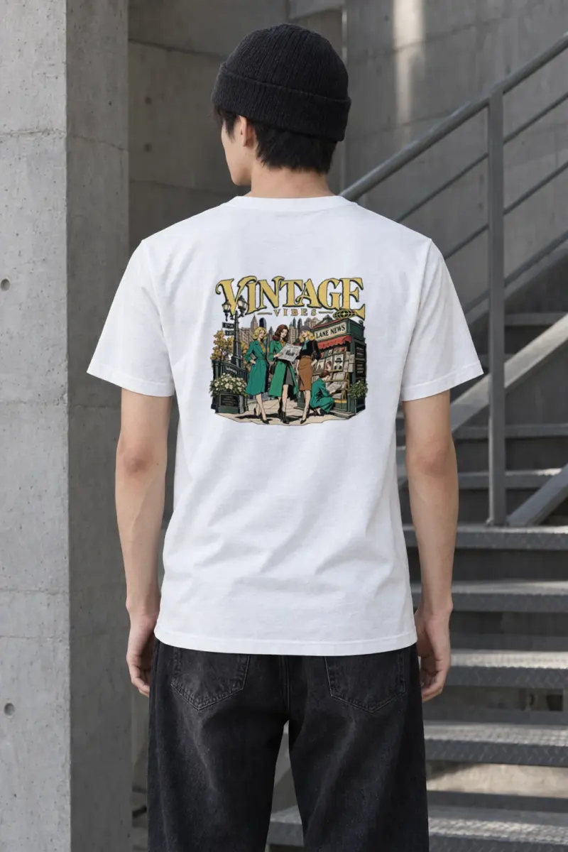 "Vintage Vibes Newsstand" Heavyweight Unisex Crewneck T-shirt