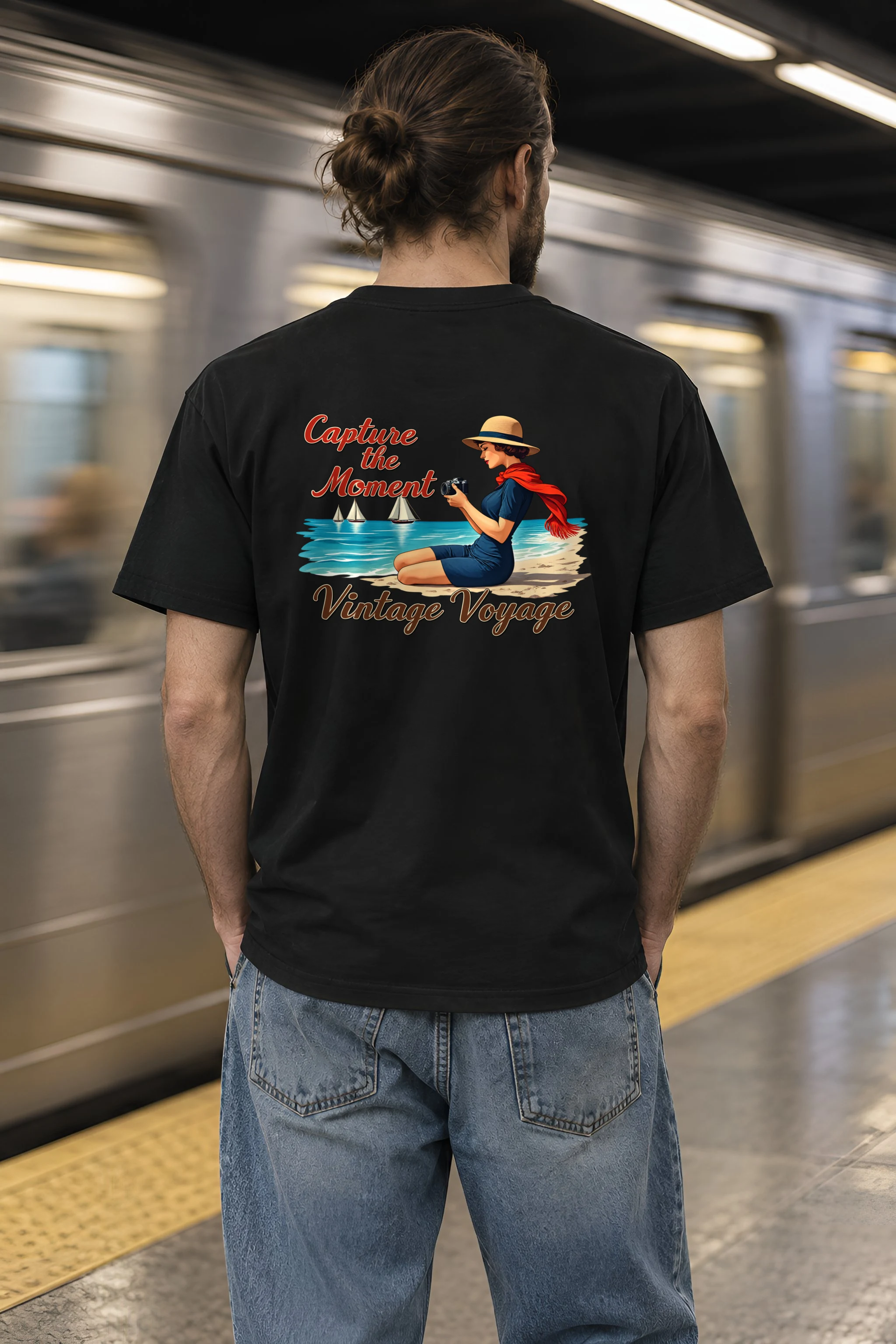 "Vintage Voyage" Heavyweight Unisex Crewneck T-shirt