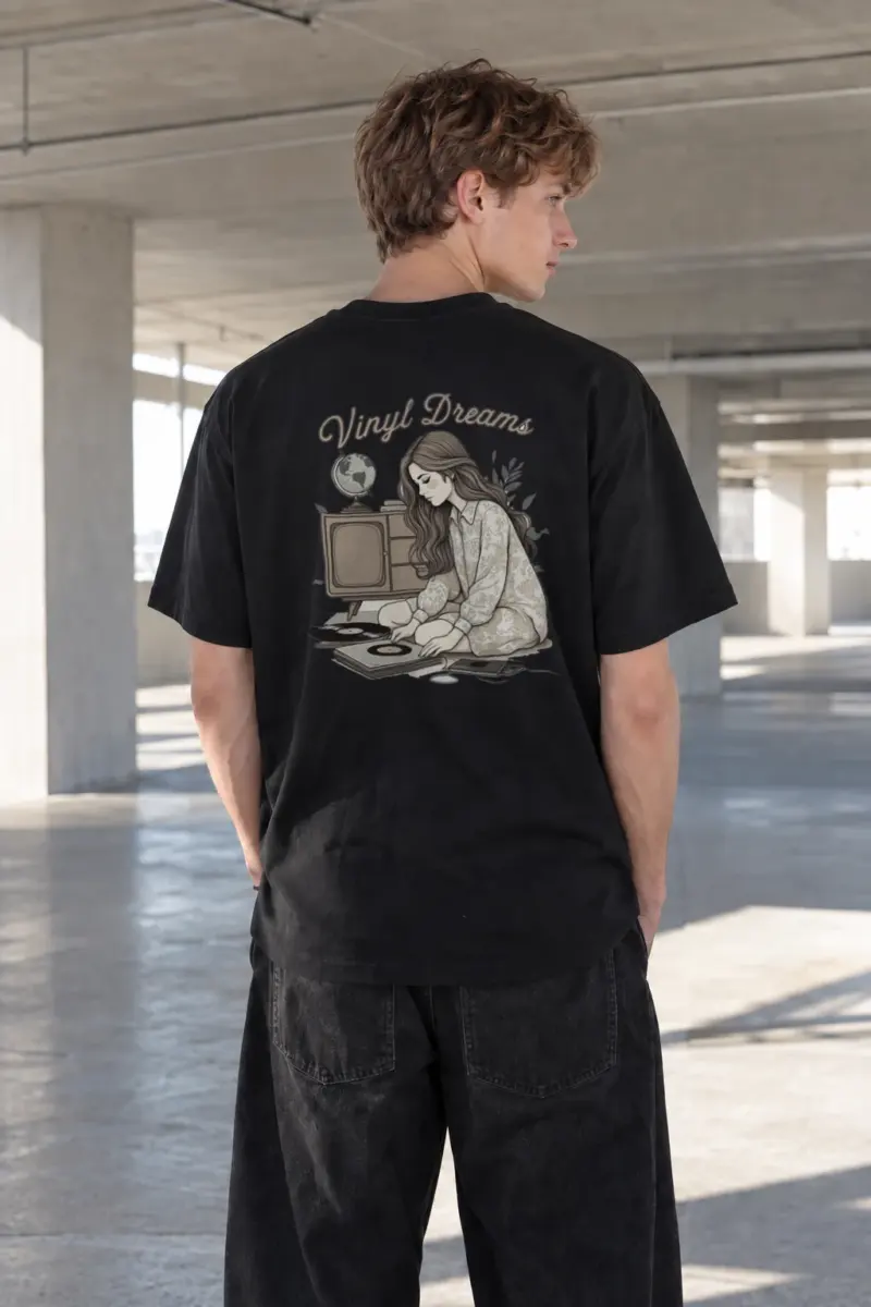 “Vinyl Dreams” Heavyweight Unisex Crewneck T-shirt | Gildan 5000