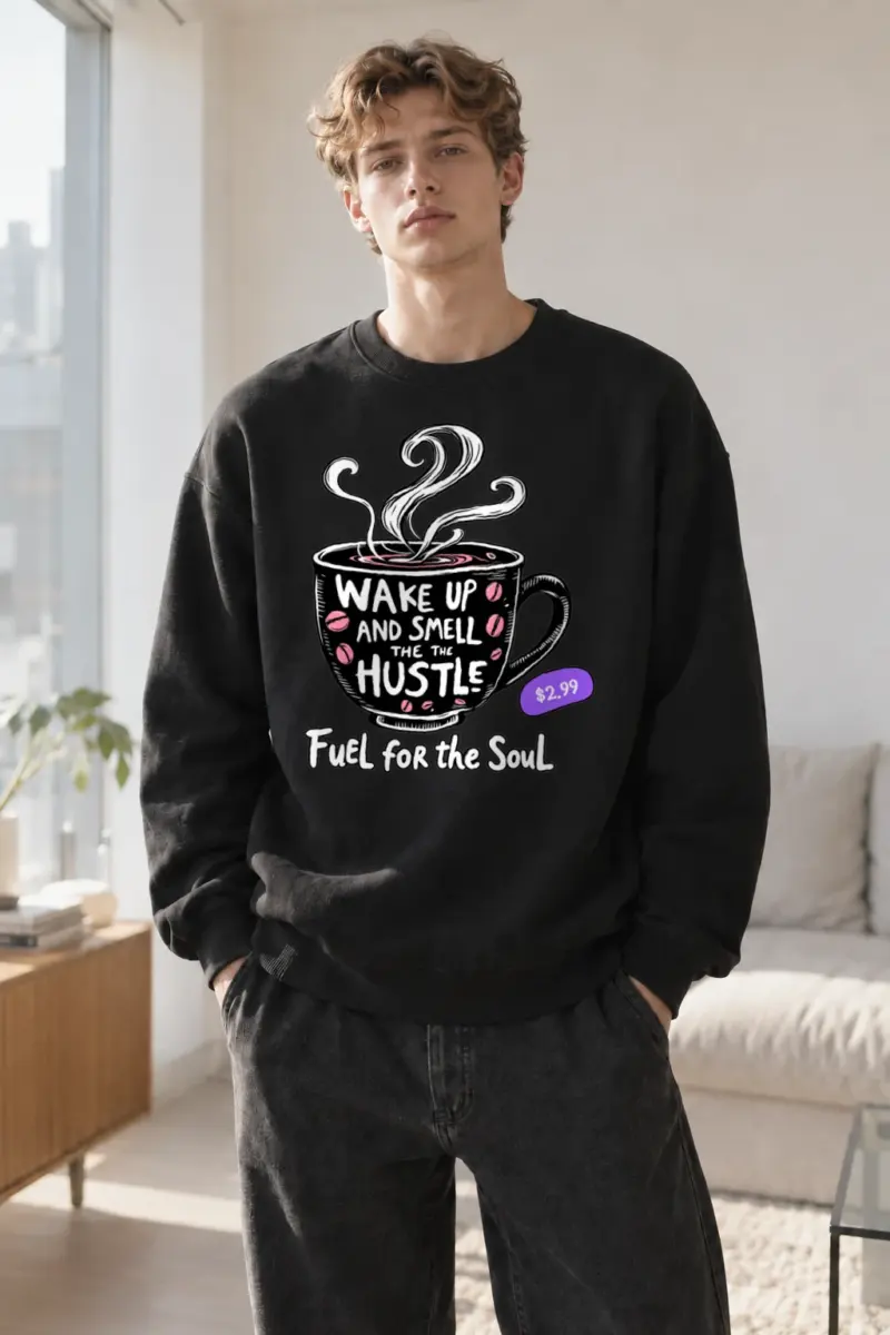 "Wake Up And Hustle" Heavy Blend Unisex Crewneck Sweatshirt | Gildan 18000