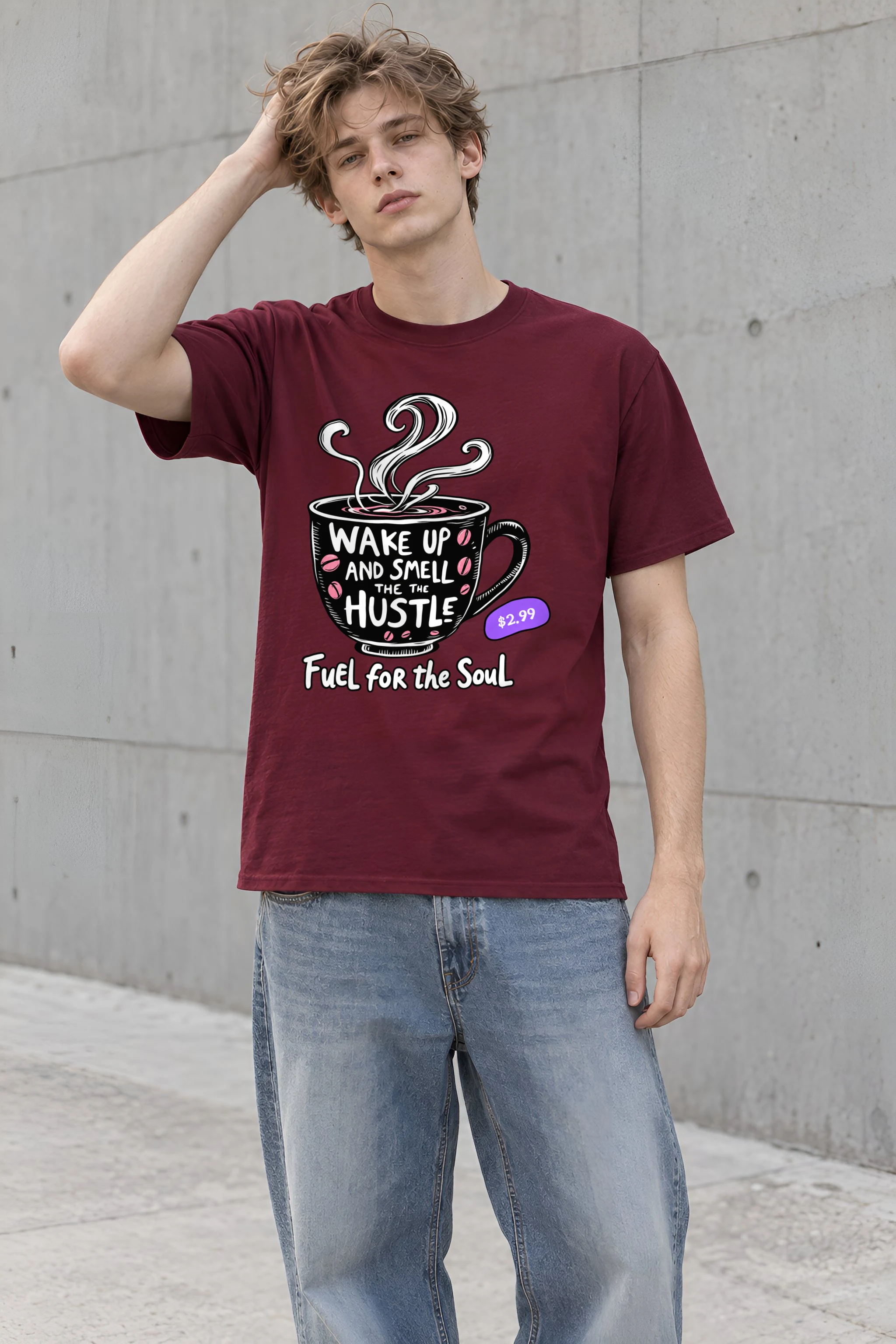 "Wake Up Hustle" Heavyweight Unisex Crewneck T-shirt