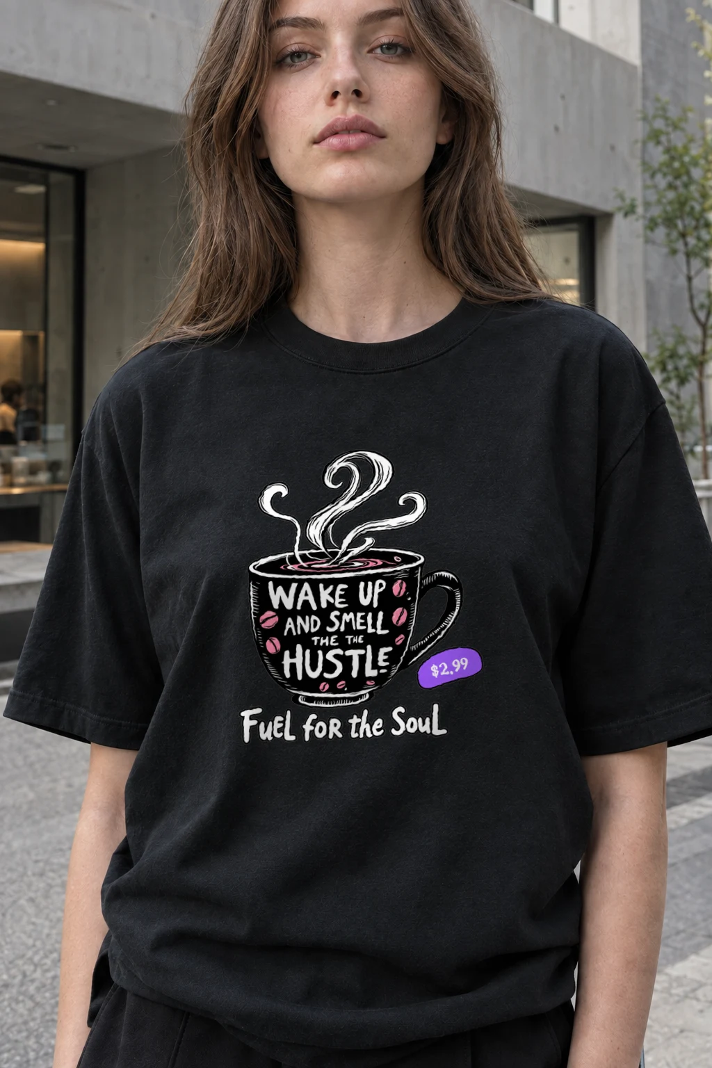 "Wake Up Hustle" Heavyweight Unisex Crewneck T-shirt | Gildan 5000