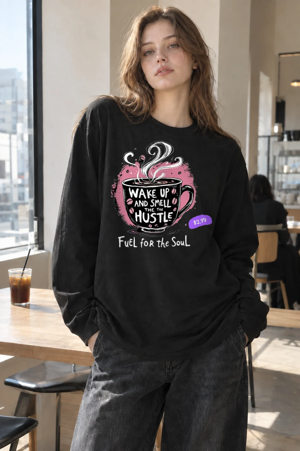 "Wake Up Hustle" Unisex Longsleeve T-shirt | Gildan 2400
