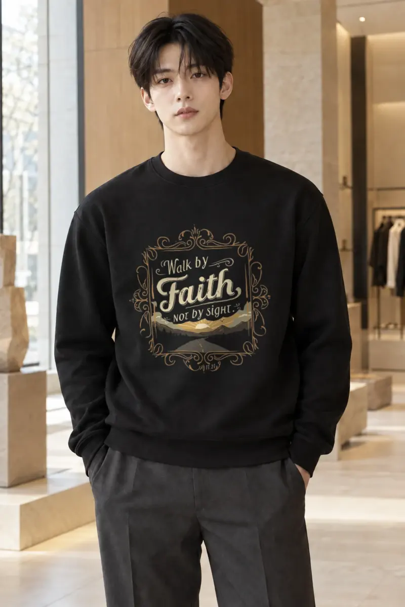 "Walk By Faith" Heavy Blend Unisex Crewneck Sweatshirt | Gildan 18000
