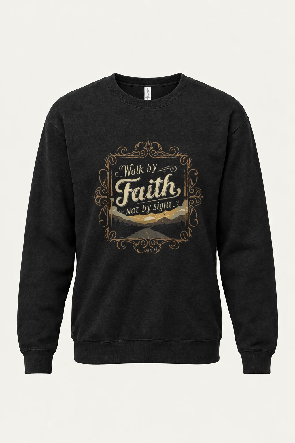 "Walk By Faith" Heavy Blend Unisex Crewneck Sweatshirt | Gildan 18000