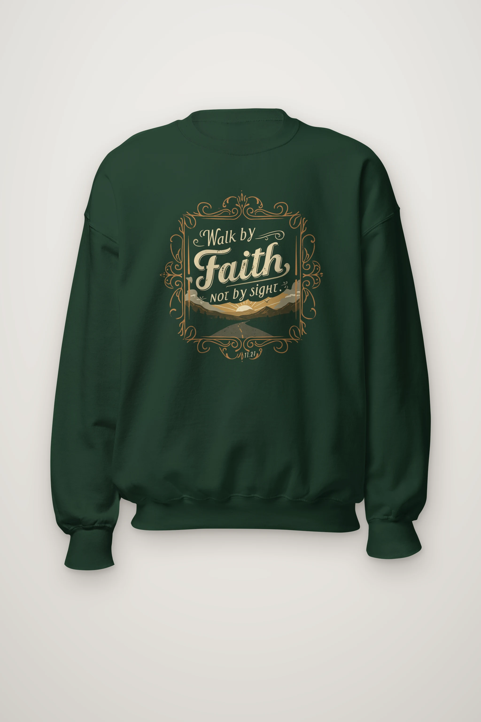 "Walk By Faith" Heavy Blend Unisex Crewneck Sweatshirt