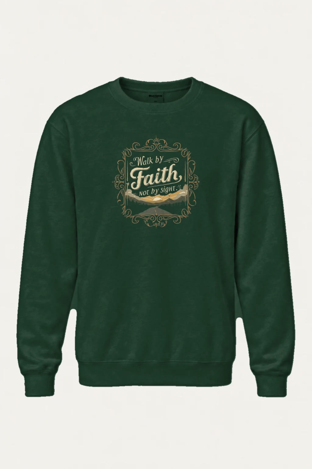 "Walk By Faith" Heavy Blend Unisex Crewneck Sweatshirt | Gildan 18000