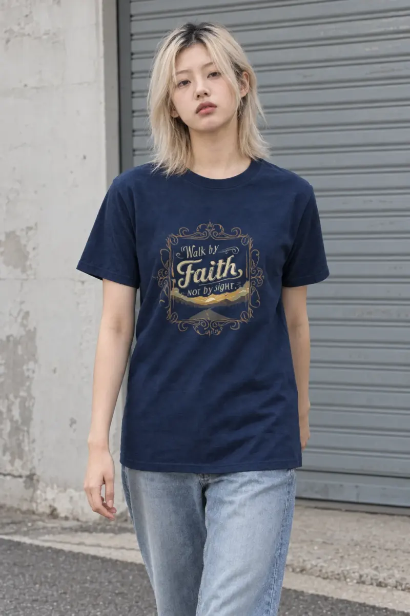 "Walk By Faith" Heavyweight Unisex Crewneck T-shirt