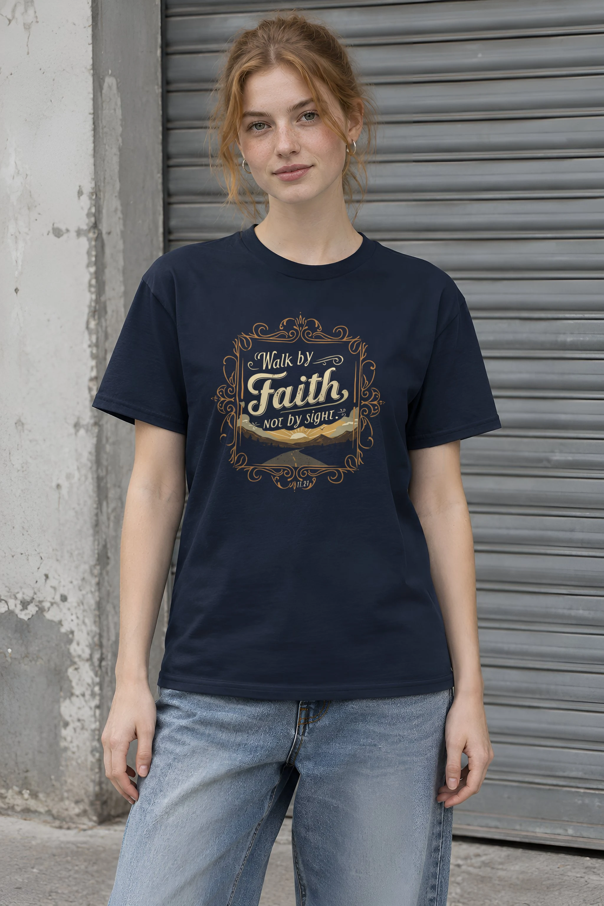"Walk By Faith" Heavyweight Unisex Crewneck T-shirt