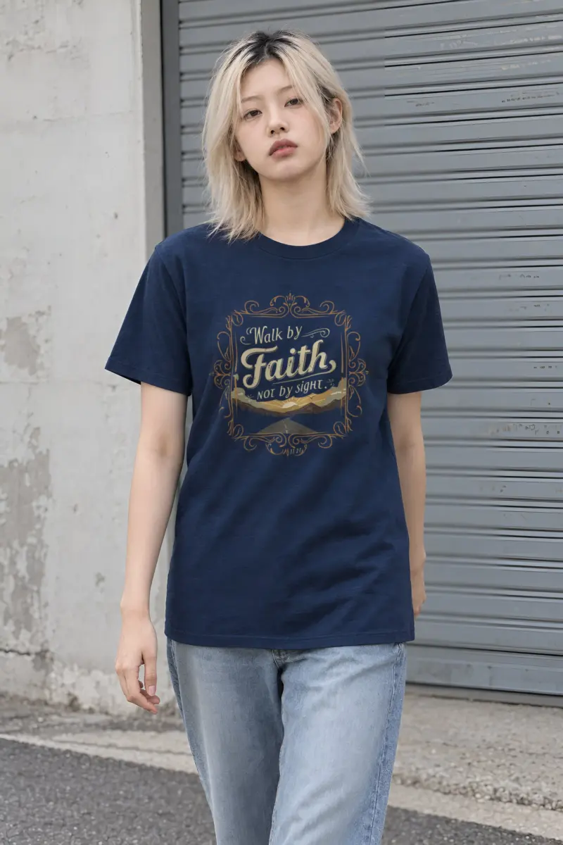 "Walk By Faith" Heavyweight Unisex Crewneck T-shirt