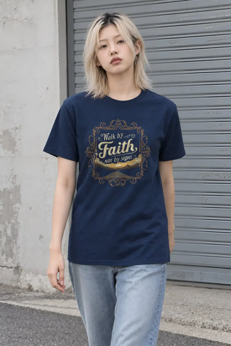 "Walk By Faith" Heavyweight Unisex Crewneck T-shirt