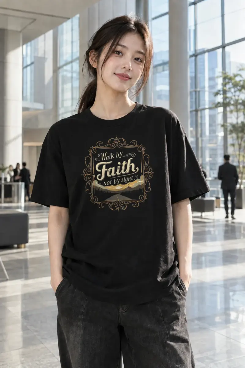 "Walk By Faith" Heavyweight Unisex Crewneck T-shirt | Gildan 5000