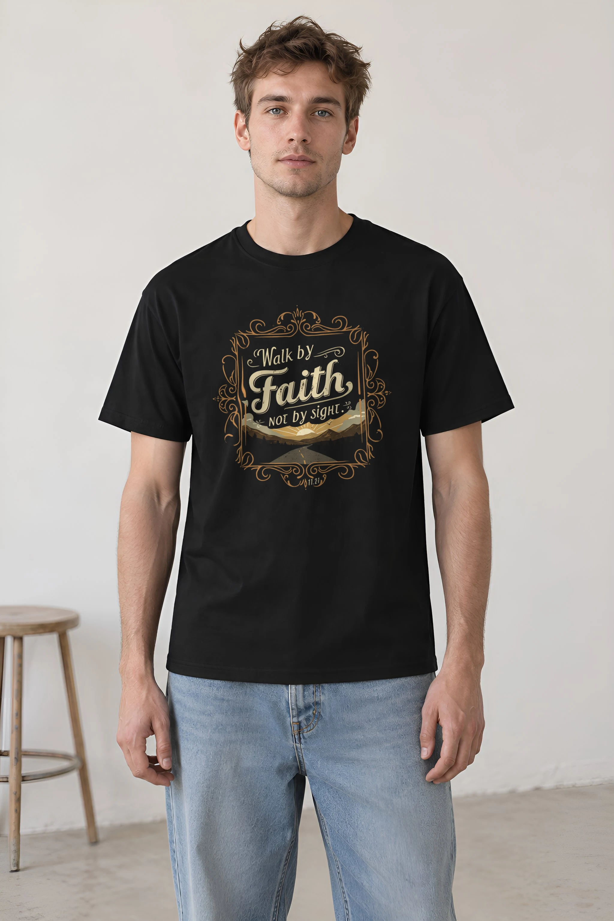 "Walk By Faith" Heavyweight Unisex Crewneck T-shirt