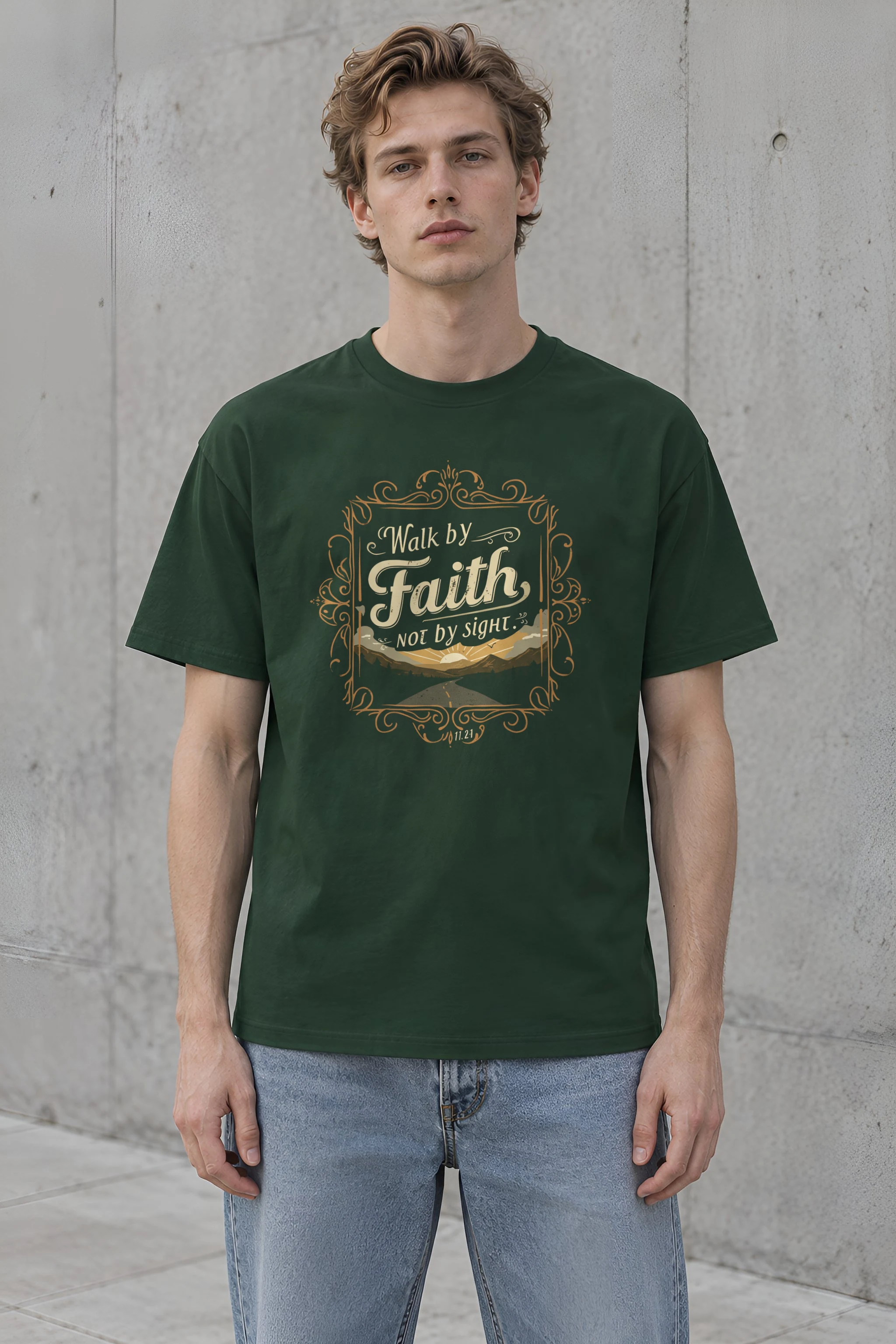 "Walk By Faith" Heavyweight Unisex Crewneck T-shirt