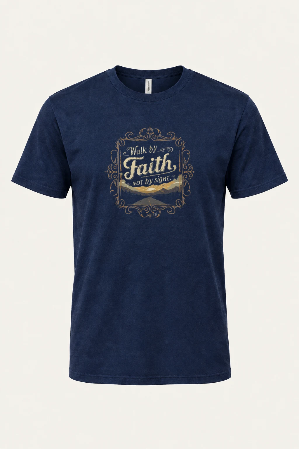 "Walk By Faith" Heavyweight Unisex Crewneck T-shirt | Gildan 5000