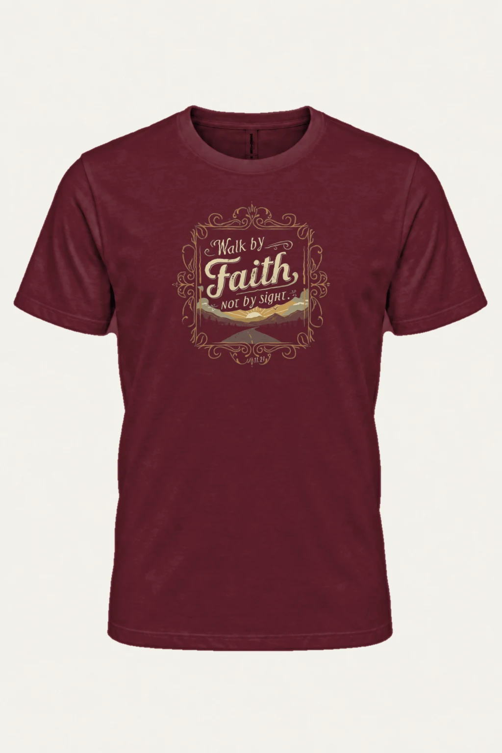 "Walk By Faith" Heavyweight Unisex Crewneck T-shirt | Gildan 5000