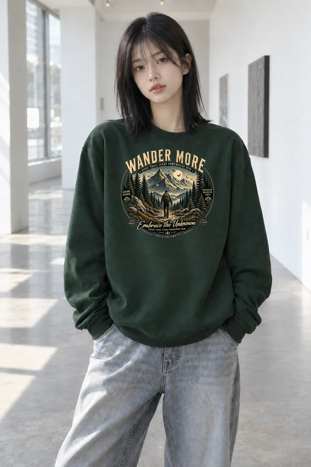 "Wander More" Heavy Blend Unisex Crewneck Sweatshirt | Gildan 18000