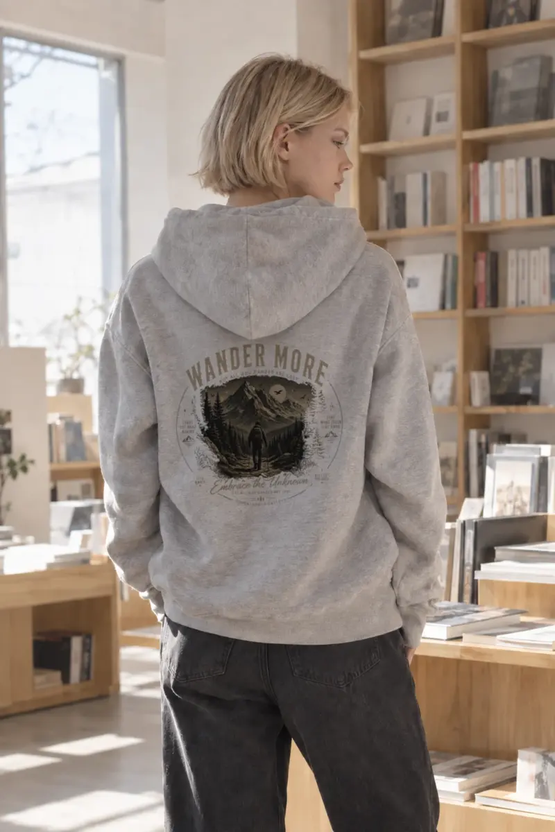 “Wander More” Heavy Blend Unisex Pullover Hoodie | Gildan 18500