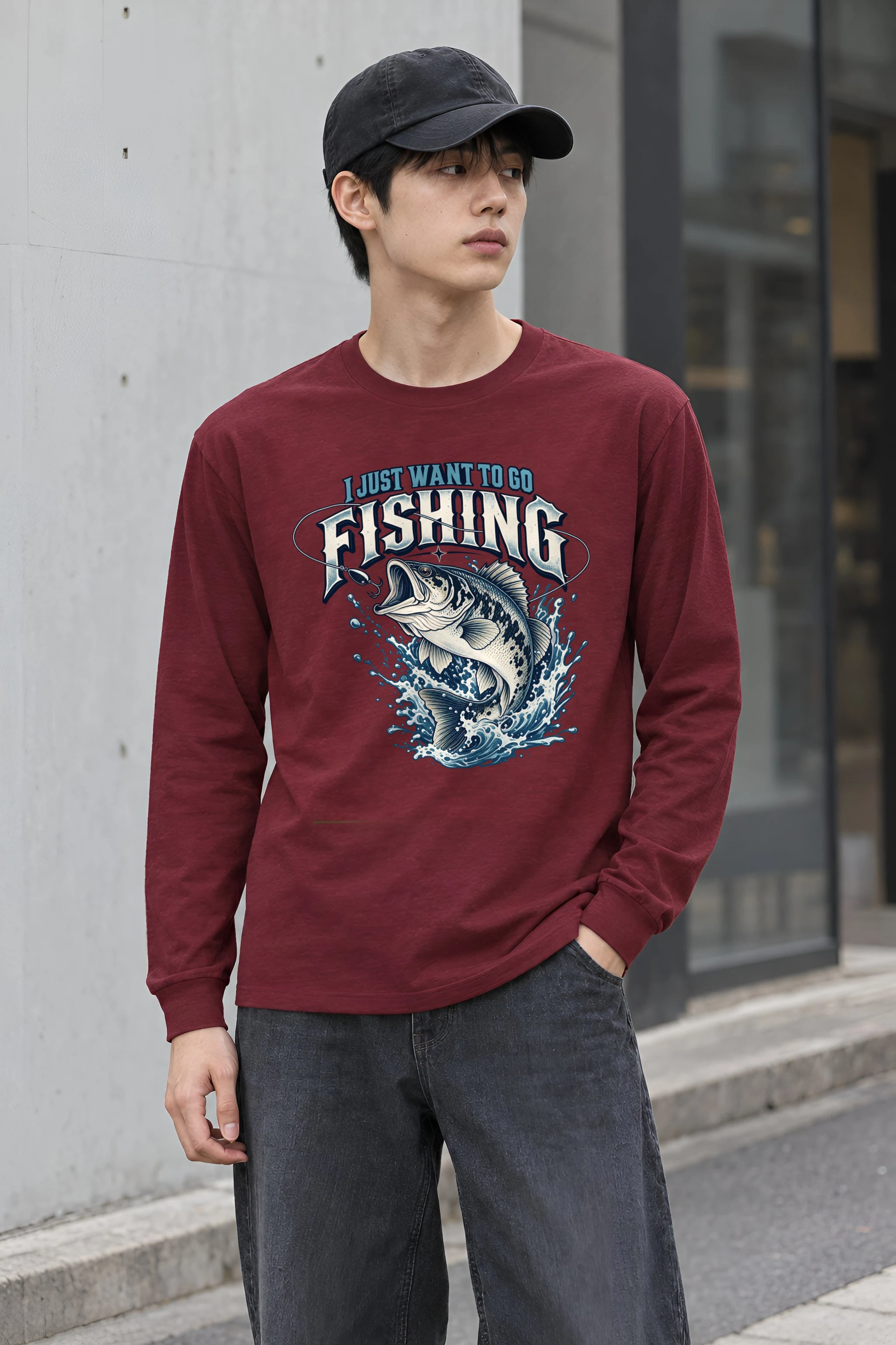 "Want To Go Fishing" Unisex Longsleeve T-shirt