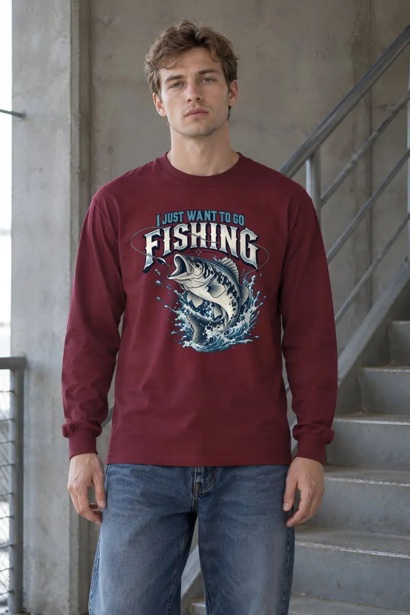 "Want To Go Fishing" Unisex Longsleeve T-shirt
