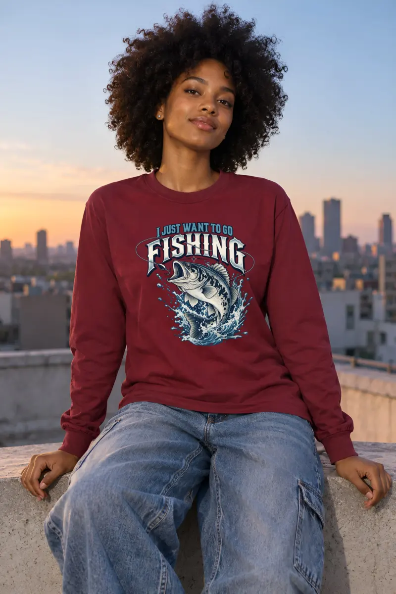 "Want To Go Fishing" Unisex Longsleeve T-shirt