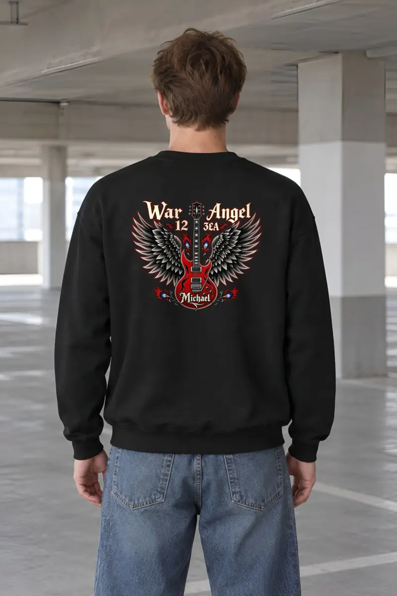 "War Angel Guitar" Heavy Blend Unisex Crewneck Sweatshirt
