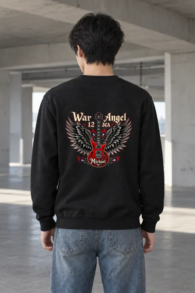 "War Angel Guitar" Heavy Blend Unisex Crewneck Sweatshirt