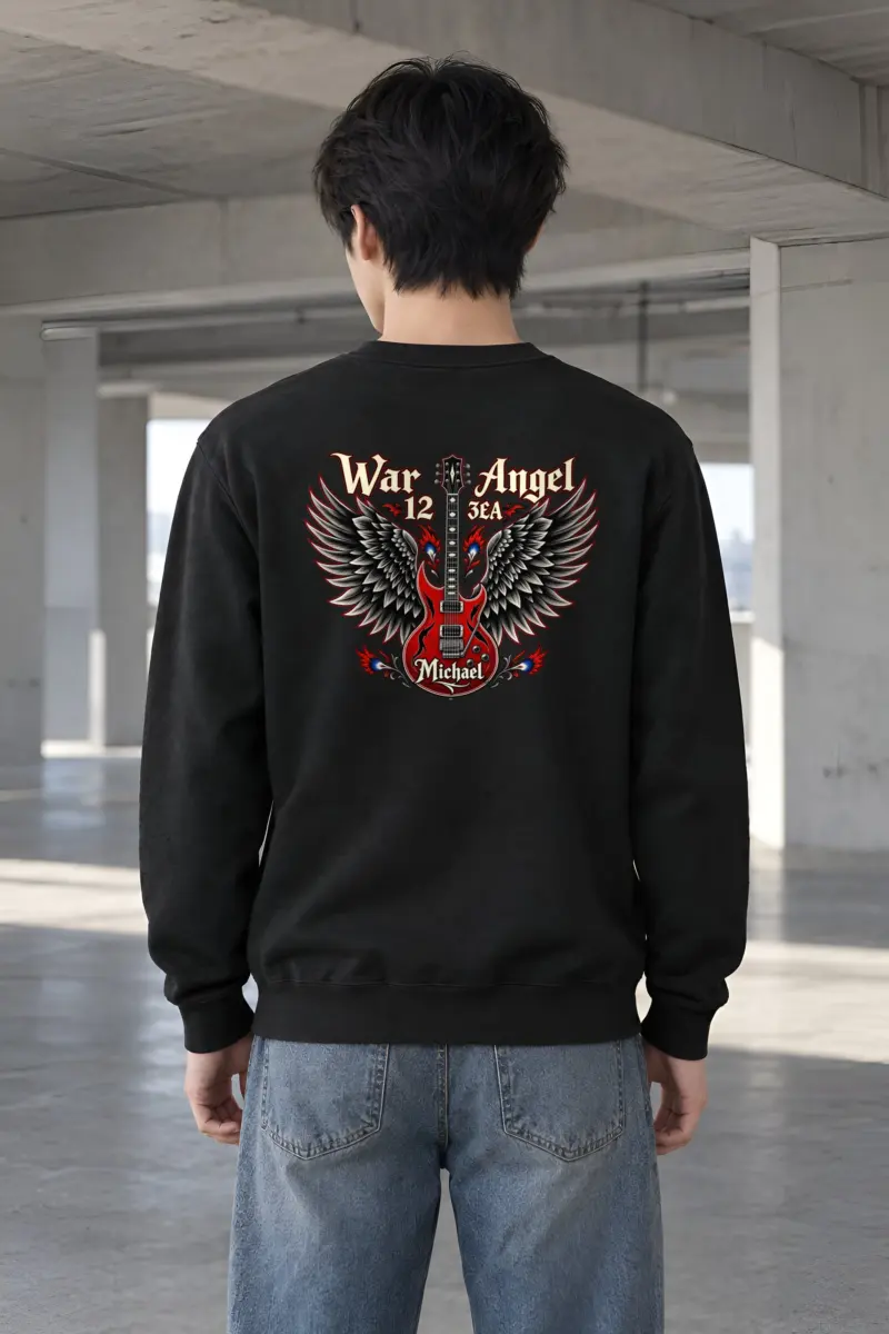 "War Angel Guitar" Heavy Blend Unisex Crewneck Sweatshirt