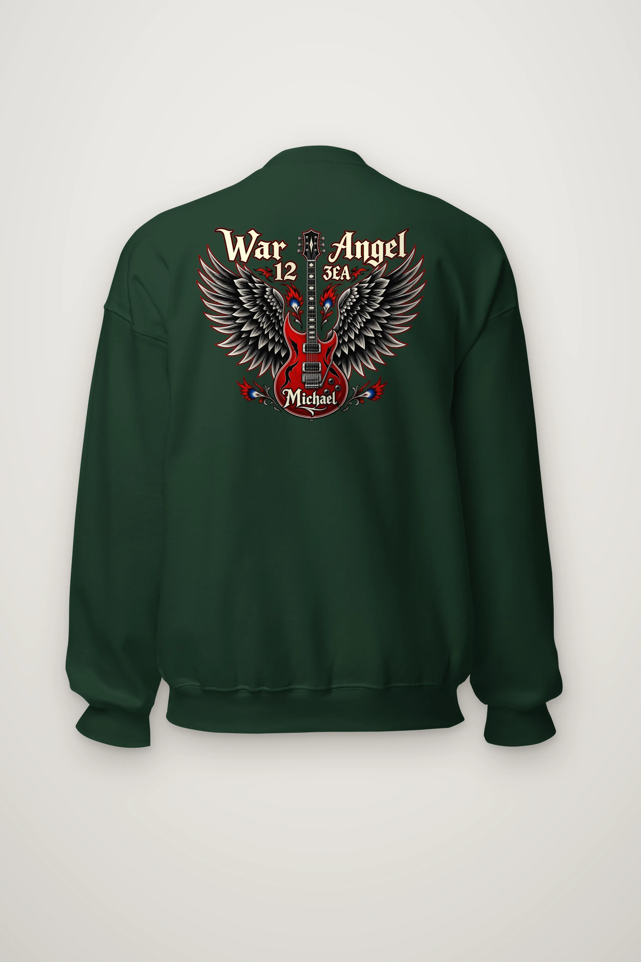 "War Angel Guitar" Heavy Blend Unisex Crewneck Sweatshirt