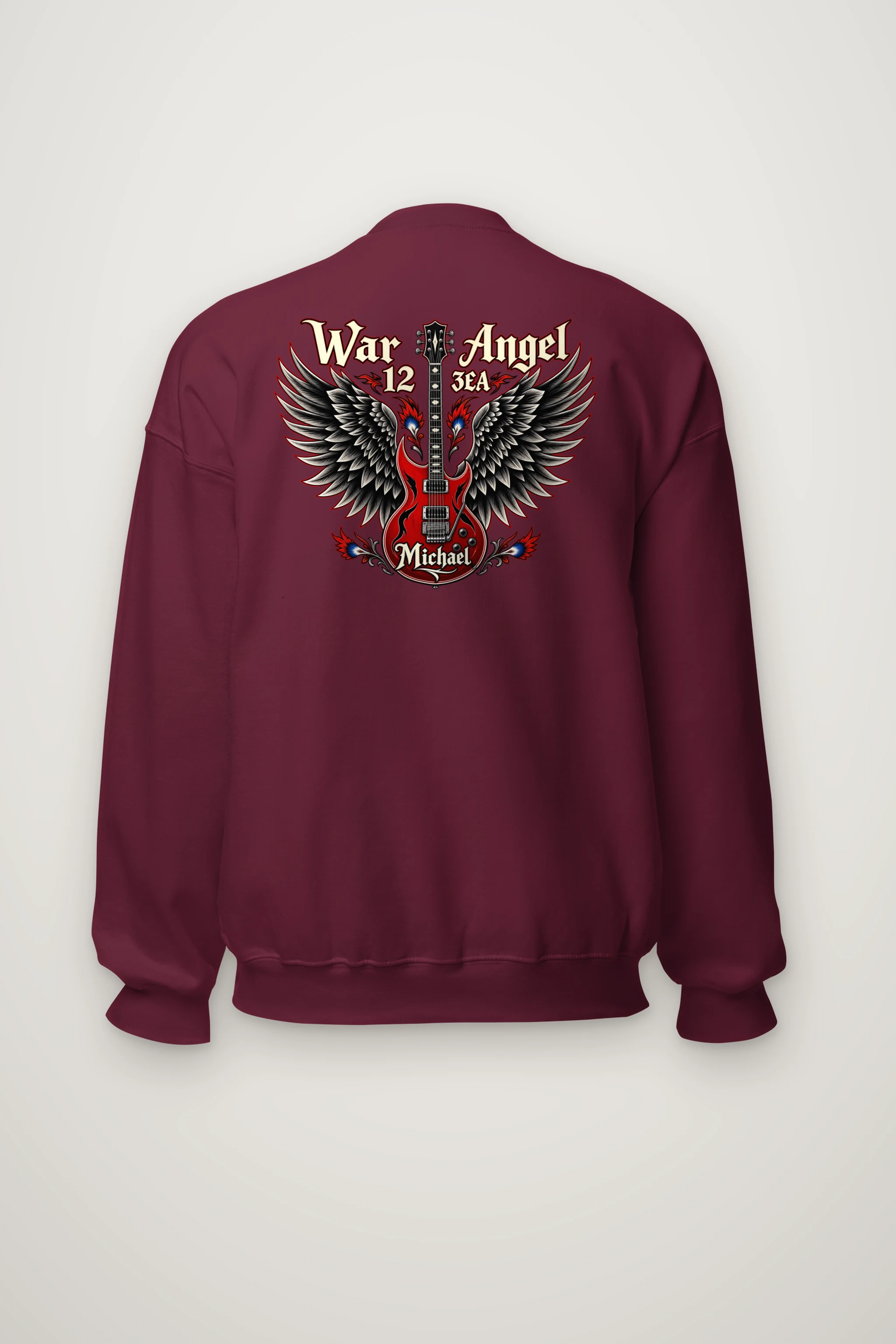 "War Angel Guitar" Heavy Blend Unisex Crewneck Sweatshirt