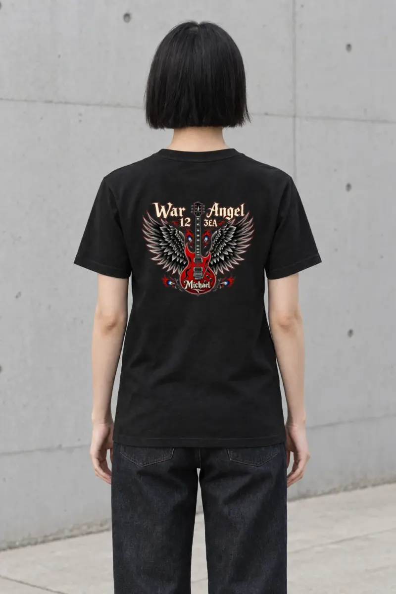 "War Angel Guitar" Heavyweight Unisex Crewneck T-shirt | Gildan 5000