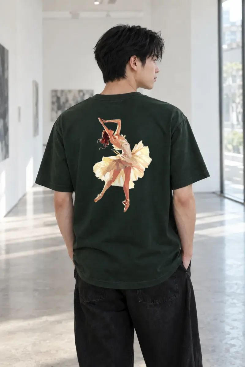 "Watercolor Ballet Leap" Heavyweight Unisex Crewneck T-shirt | Gildan 5000