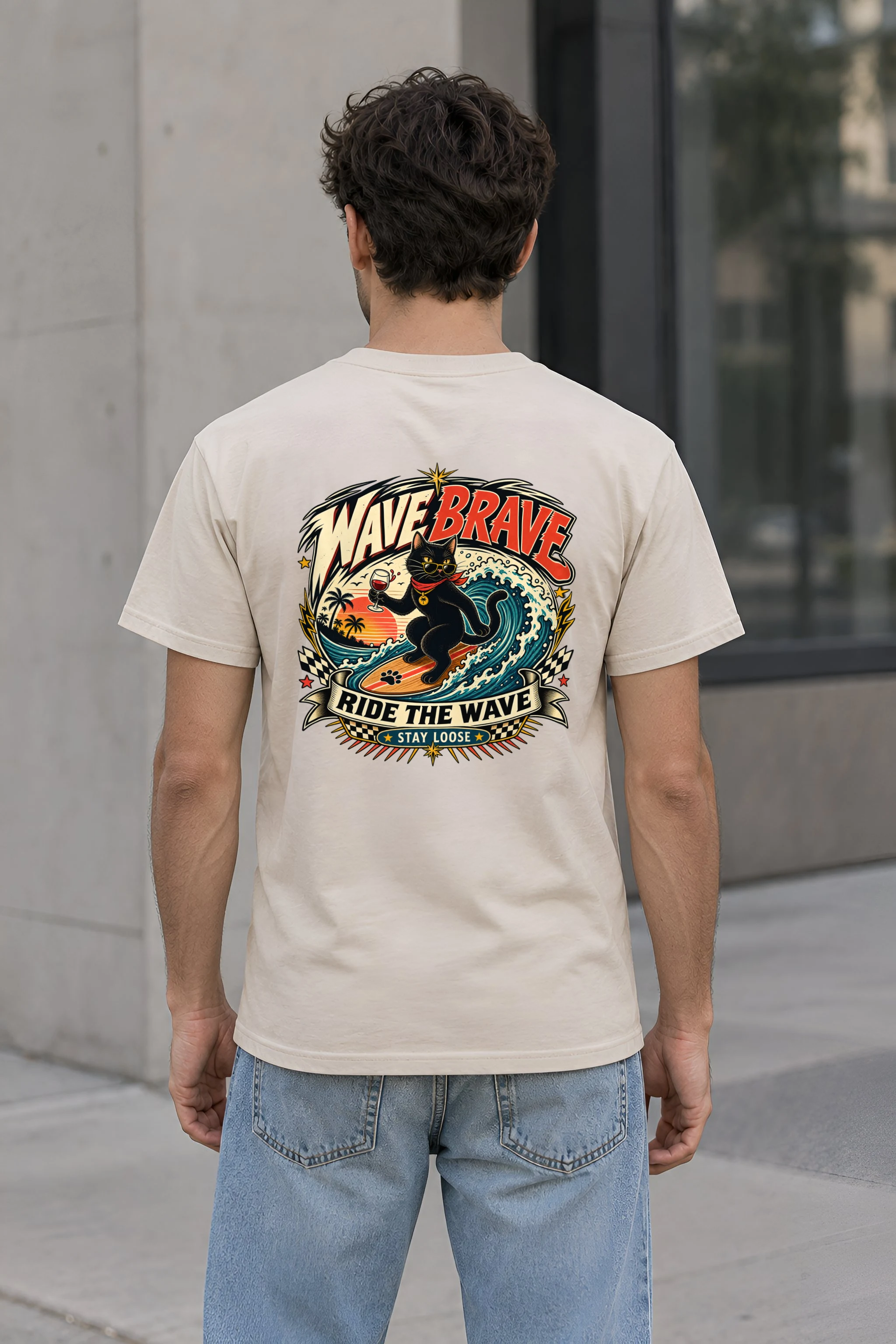 "Wave Brave" Heavyweight Unisex Crewneck T-shirt