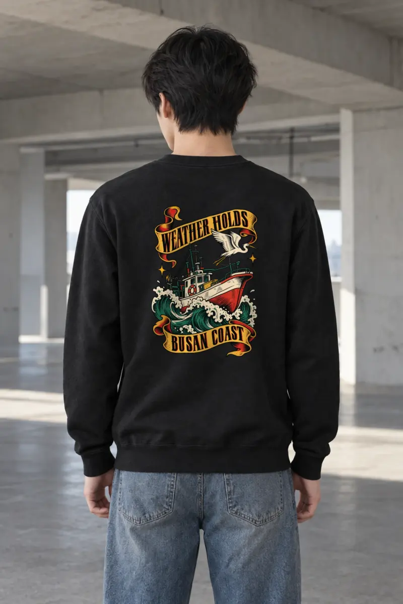 "Weather Holds Busan Coast" Heavy Blend Unisex Crewneck Sweatshirt
