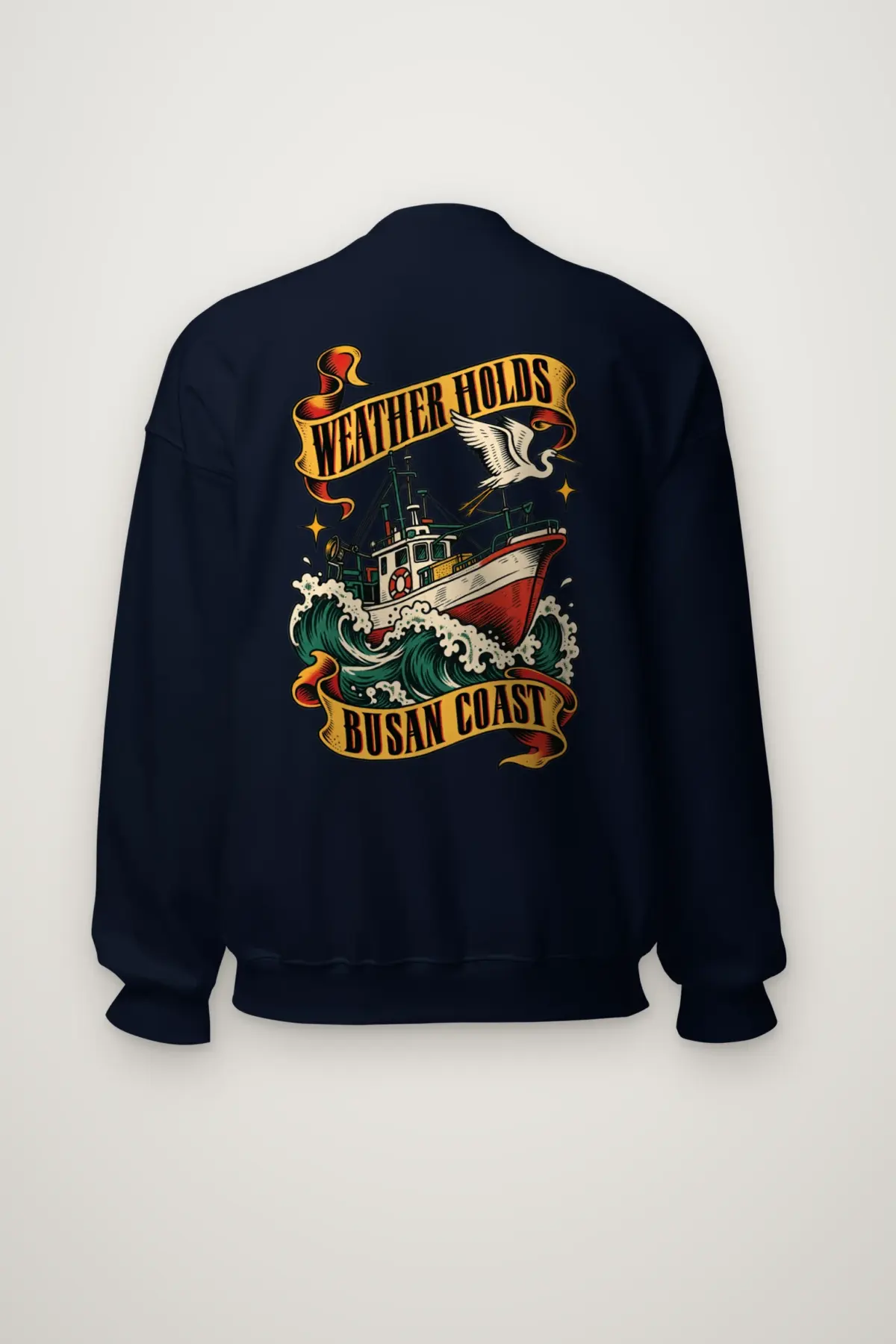 "Weather Holds Busan Coast" Heavy Blend Unisex Crewneck Sweatshirt