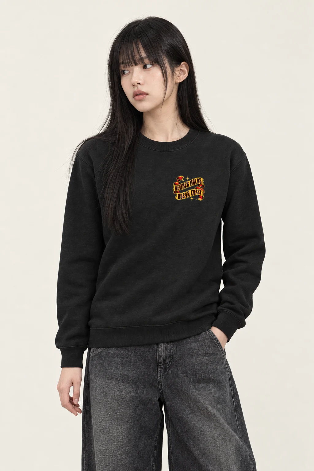 "Weather Holds Busan Coast" Heavy Blend Unisex Crewneck Sweatshirt