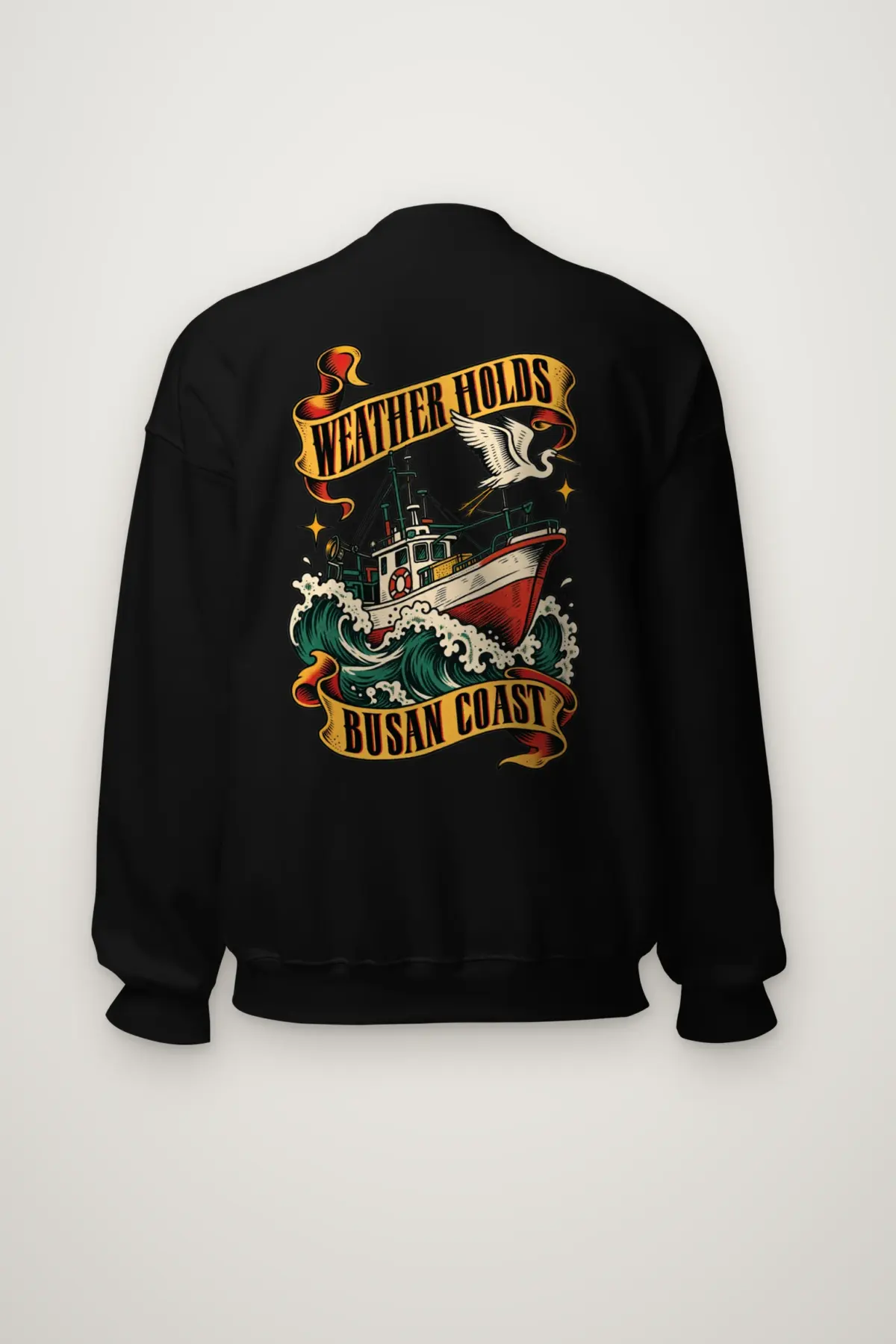 "Weather Holds Busan Coast" Heavy Blend Unisex Crewneck Sweatshirt