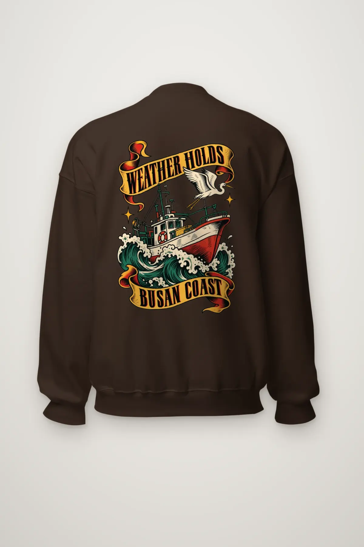 "Weather Holds Busan Coast" Heavy Blend Unisex Crewneck Sweatshirt