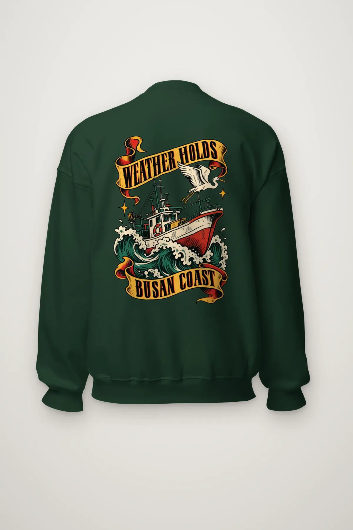 "Weather Holds Busan Coast" Heavy Blend Unisex Crewneck Sweatshirt