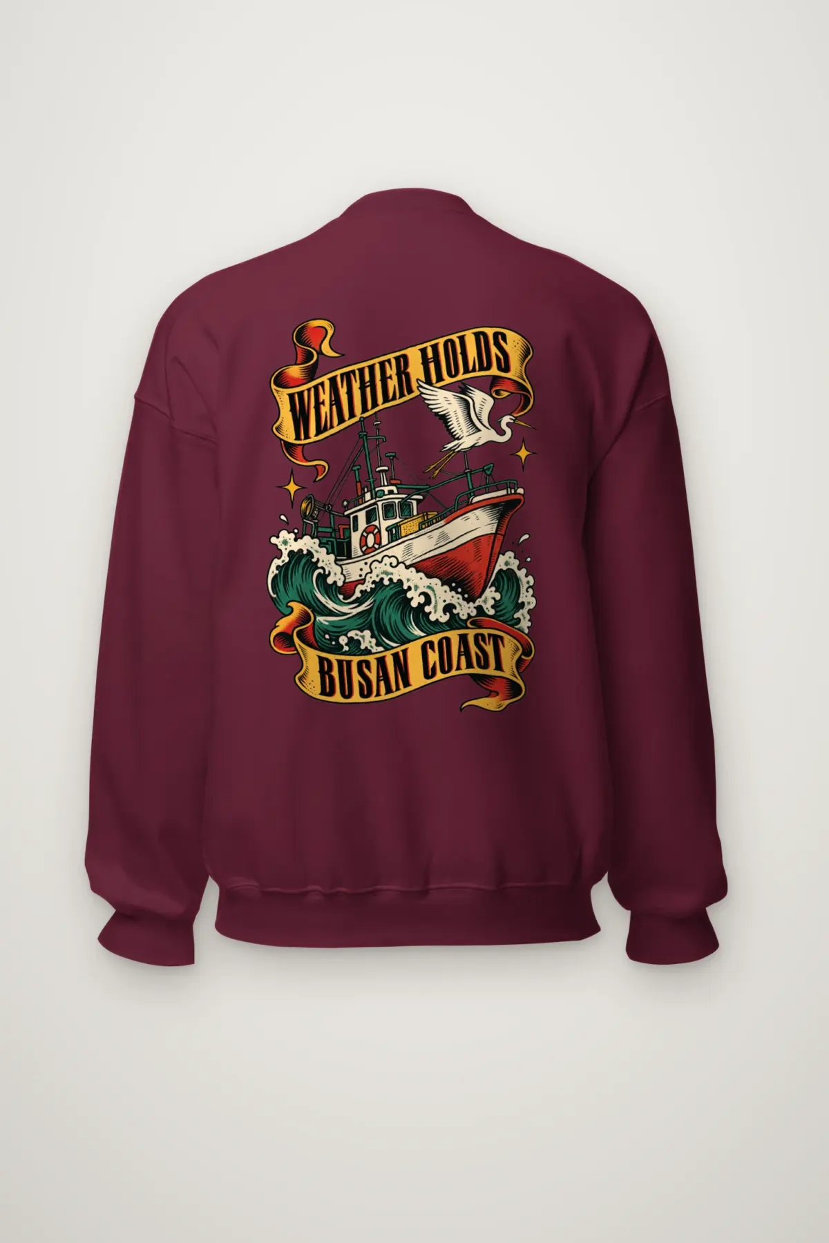 "Weather Holds Busan Coast" Heavy Blend Unisex Crewneck Sweatshirt