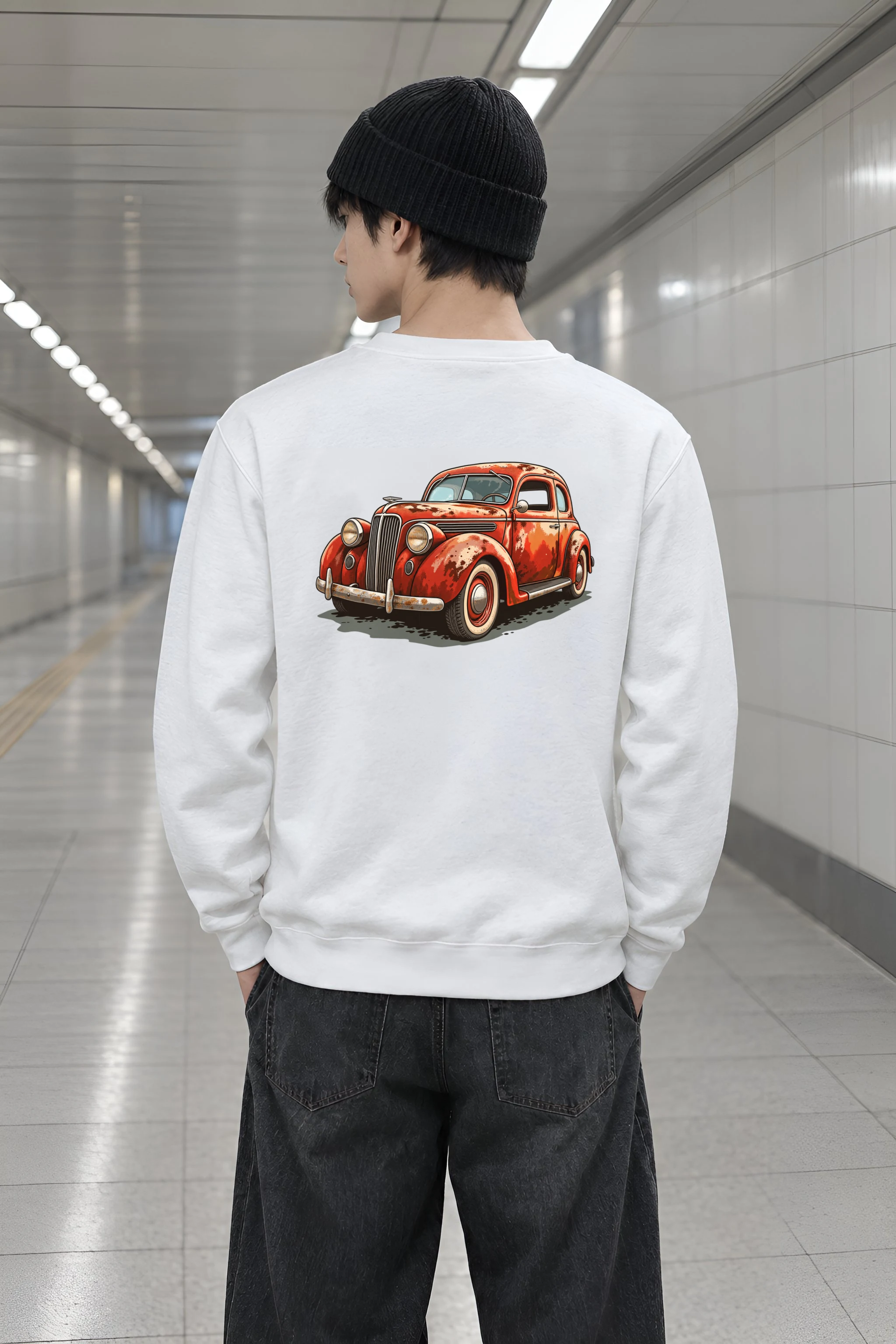 "Weathered Red Cruiser" Heavy Blend Unisex Crewneck Sweatshirt